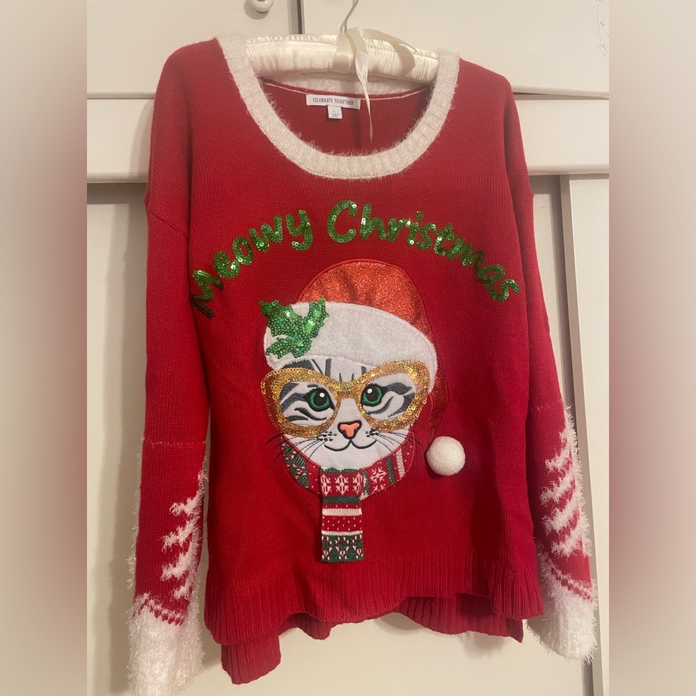 Novelty Cat Ugly Christmas Sweater